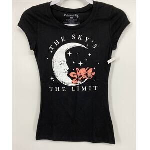 Wound Up Juniors Black The Sky's the Limit Short Sleeve T-shirt NEW Size XS